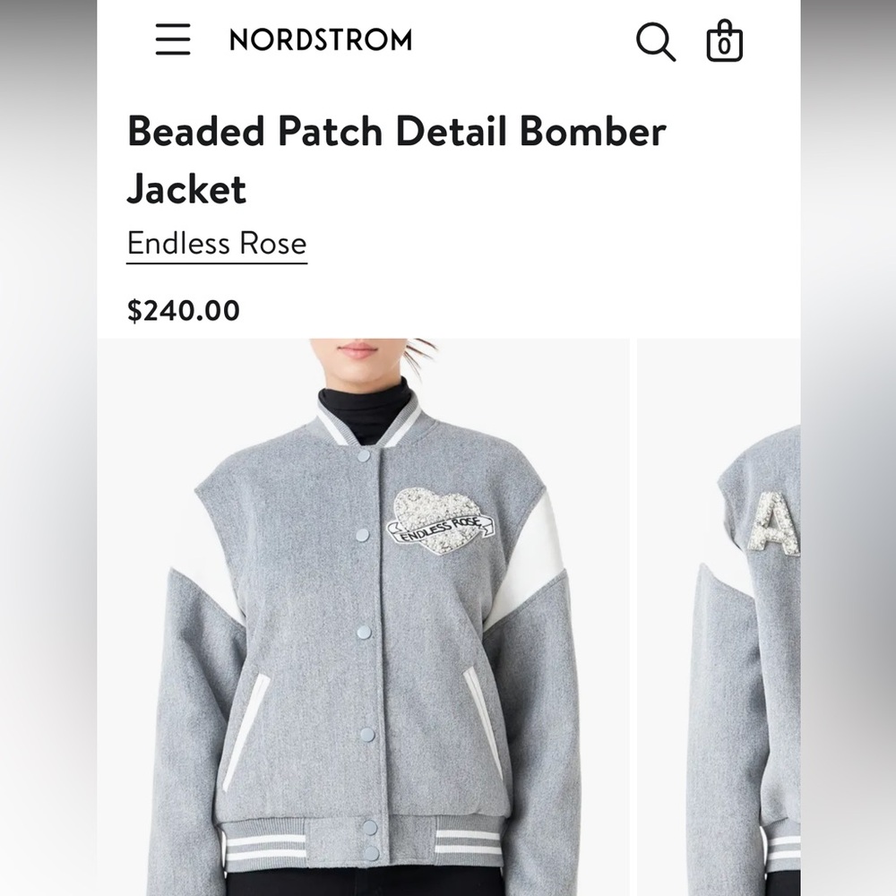 Endless Rose Beaded Patch Bomber Jacket - image 1